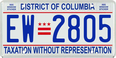 DC license plate EW2805