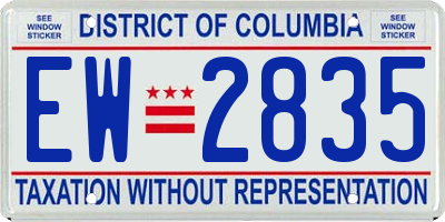 DC license plate EW2835