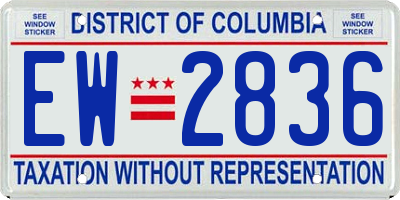 DC license plate EW2836