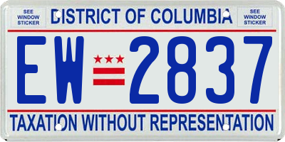 DC license plate EW2837