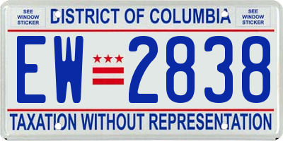 DC license plate EW2838