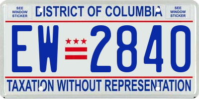 DC license plate EW2840
