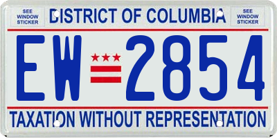DC license plate EW2854
