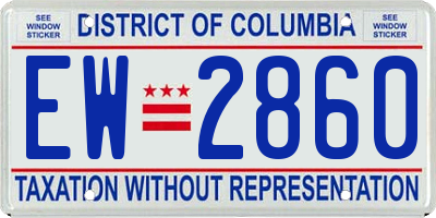 DC license plate EW2860