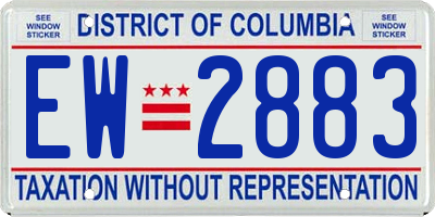 DC license plate EW2883