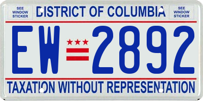 DC license plate EW2892