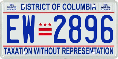 DC license plate EW2896