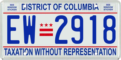 DC license plate EW2918