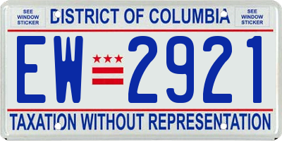 DC license plate EW2921