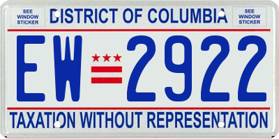 DC license plate EW2922