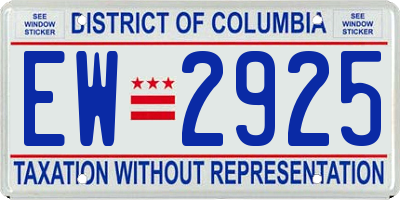 DC license plate EW2925