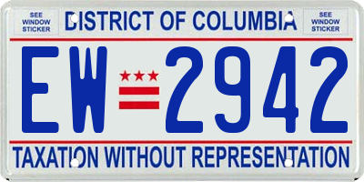 DC license plate EW2942