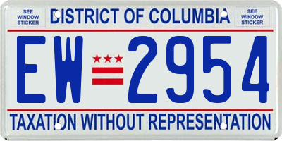 DC license plate EW2954