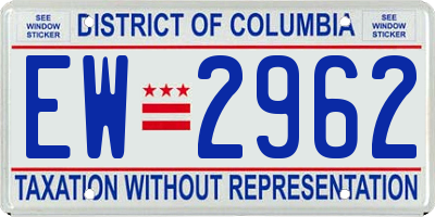 DC license plate EW2962