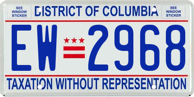 DC license plate EW2968