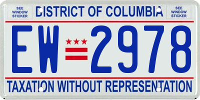 DC license plate EW2978