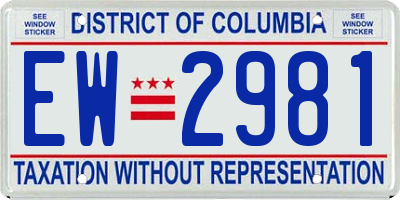 DC license plate EW2981