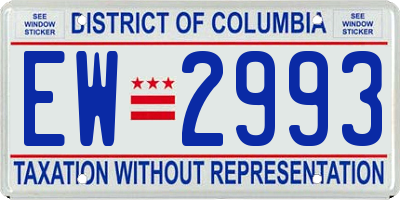 DC license plate EW2993