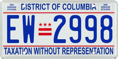 DC license plate EW2998
