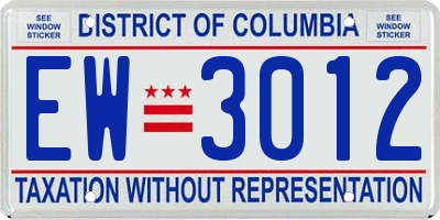 DC license plate EW3012