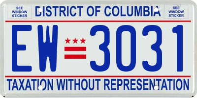 DC license plate EW3031