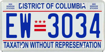 DC license plate EW3034