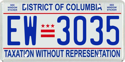 DC license plate EW3035