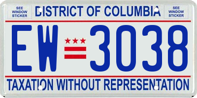 DC license plate EW3038
