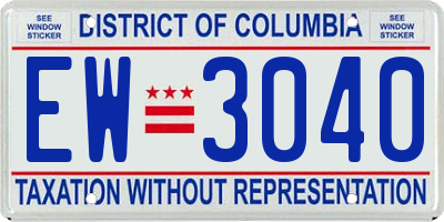 DC license plate EW3040