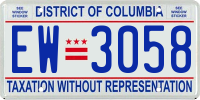 DC license plate EW3058