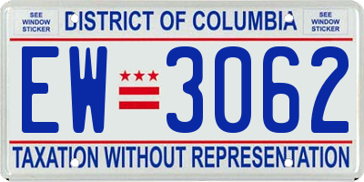 DC license plate EW3062