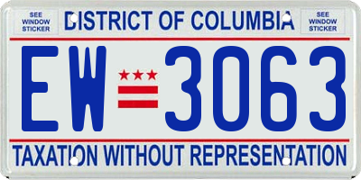 DC license plate EW3063