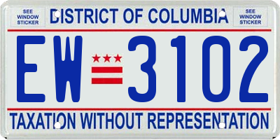 DC license plate EW3102