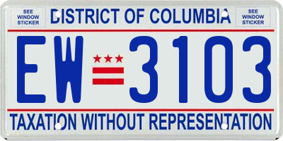 DC license plate EW3103