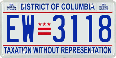 DC license plate EW3118