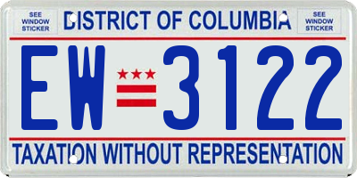 DC license plate EW3122