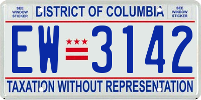 DC license plate EW3142