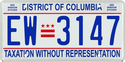 DC license plate EW3147