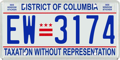 DC license plate EW3174