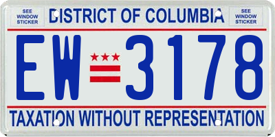 DC license plate EW3178