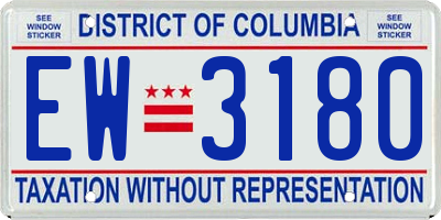 DC license plate EW3180