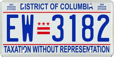 DC license plate EW3182