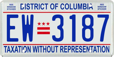 DC license plate EW3187