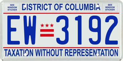 DC license plate EW3192