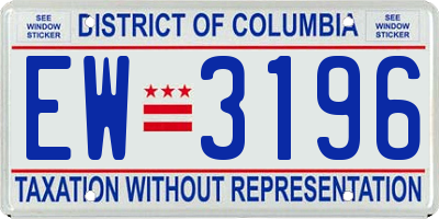 DC license plate EW3196