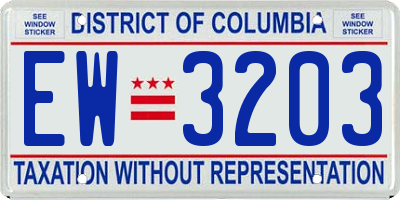 DC license plate EW3203