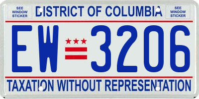DC license plate EW3206