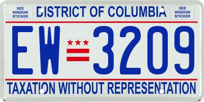DC license plate EW3209