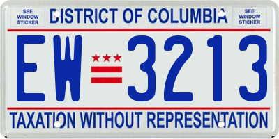 DC license plate EW3213