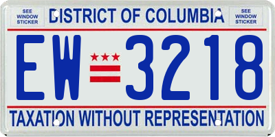 DC license plate EW3218